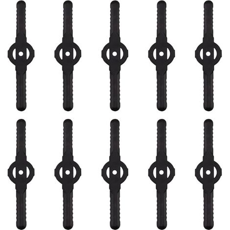 Lames de coupe-bordures en plastique, lot de 10 lames de coupe en plastique, rechange pour kit d'outils de coupe-bordures sans fil, lames de coupe de rechange pour tondeuse à gazon en plastique (noir) (1/4)