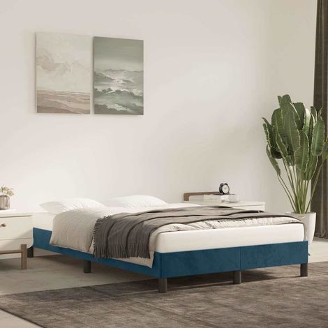 Estructura de cama sin colchón terciopelo azul oscuro 120x200cm (1/5)