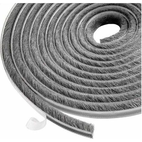 Tira de cepillo para sellar puertas y ventanas (10 m), autoadhesiva, resistente al viento y al polvo, para ventanas y puertas móviles, ancho 9 mm x alto 9 mm (gris)