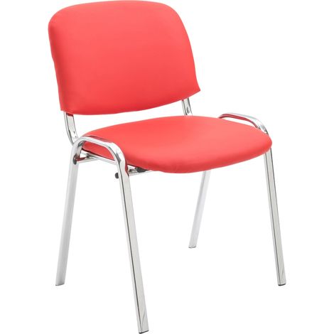 Silla de visita apilable para zona de espera en PVC rojo, base de 4 patas en metal cromado 100003364