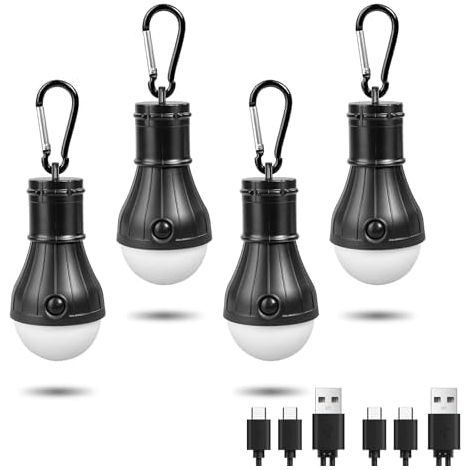 Lanterne De Camping Led Rechargeable Par Usb - Éclairage Pour Tente Extérieur Avec Crochet De Suspension - 4 Pièces (1/3)