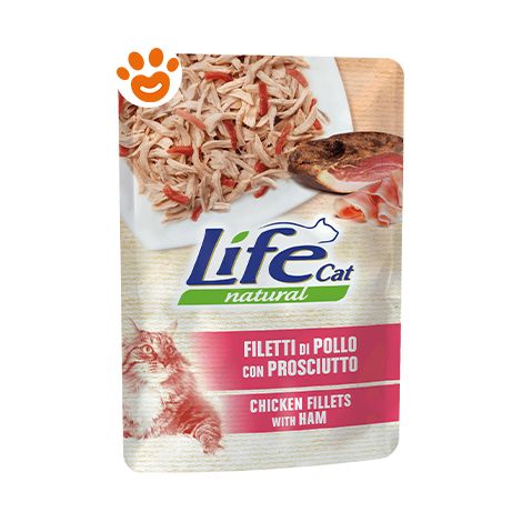 Life Cat Natural Filetti di Pollo con Prosciutto - Life Cat Natural Filetti di Pollo con Prosciutto - Bustina Da 70 Gr