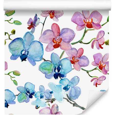 Carta da parati con orchidee, fiori e natura, orchidea per soggiorno e camera da letto 50x1000 cm (1/5)