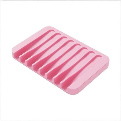 Porte-Savon en Silicone - Rose Support Savon Auto-Drainant Porte Savon avec Évacuation pour Douche, Salle de Bain, Évier de Cuisine (1/3)