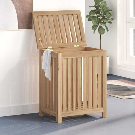 Bac à linge 50x35x60 cm bois de teck massif (1/5)