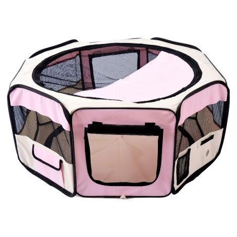 Portable Pet Playpen for Cats,Dogs,Rabbits,and Guinea Pigs-Indoor Outdoor Use,90x41 cm,Pink Color (1/5)