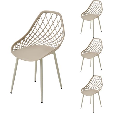 Lot De 4 Chaises De Jardin Imperméables Kaki Avec Pieds Kaki (1/5)