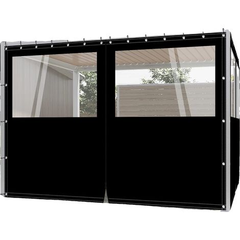 Tenda divisoria in tessuto PVC impermeabile e ignifugo, colore nero, dimensioni 2,44x3,65 m. (1/2)