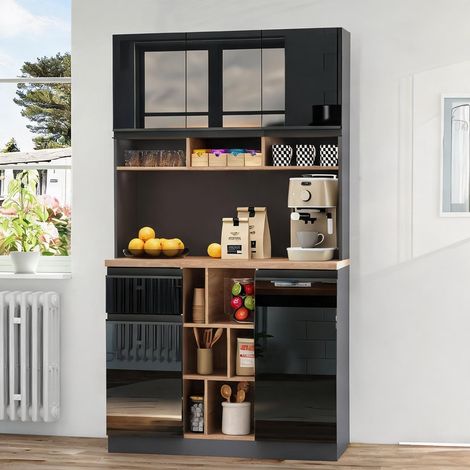 Buffet coloris noir Natural en MDF 105 x 45 x 185 cm (1/5)