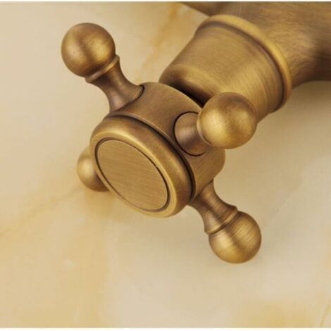 Robinet mural vintage à eau froide – Laiton – Valve céramique – 15 cm longueur – 2 cm diamètre entrée – Pour salle de bain et extérieur (1/3)