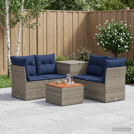 vidaXL Ensemble de Canapés 6 pc Gris et bleu marine (1/5)