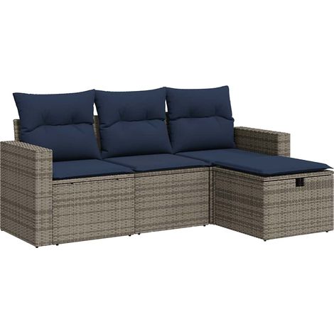 Maison Exclusive - 4-tlg. Garten-Sofagarnitur mit Kissen Grau Pol