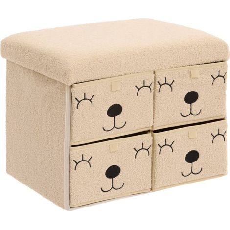 Pouf pliant 4 tiroirs bouclette "Ezzio" Atmosphera for Kids