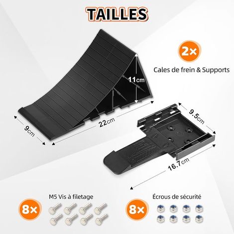 Wheel Chock with Mounting Hardware Wheel Chocks for Car Trailer Camper Caravan Black (1/3)