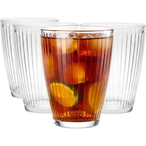 Verres à Eau, Jus, Cocktails, Cannelés, 400 ml, Lot 4 (1/5)