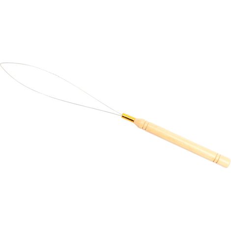 Aiguille à boucle pour extensions de cheveux, poignée en bois antidérapante, outil léger à crochet pour enfiler les boucles et les tubes de perles (1/5)