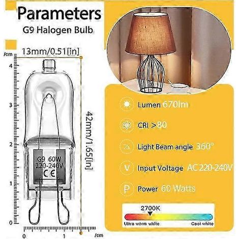 Ampoules halogènes G9 220 V, paquet de 10 (4 unités) (1/5)