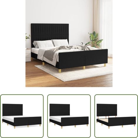 Kopfteil - Bettgestell ohne Matratze Schwarz 140x190 cm Stoff (1/5)