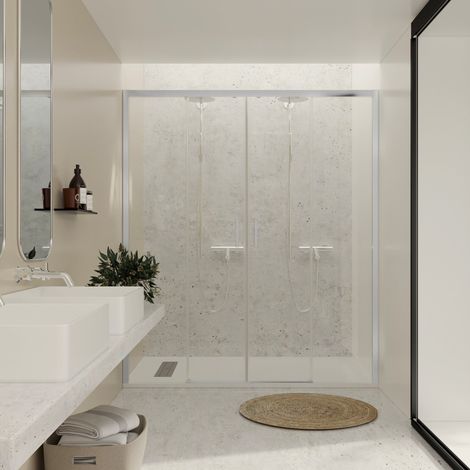 BATHME NOEL-2 Mampara Ducha 2 Fijos+2 Correderas Cromo Transparente - Medida: 139-143 cm - ref: BF12P140