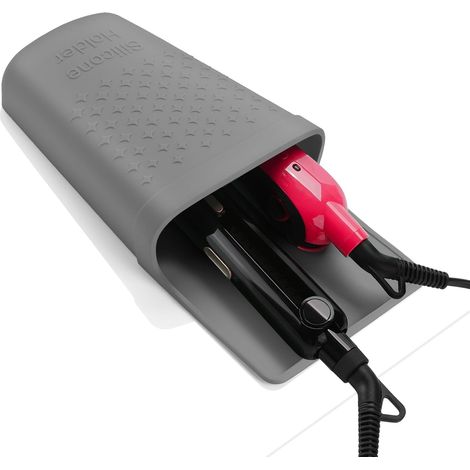 Support pour fer à lisser, support en silicone résistant à la chaleur pour fer à lisser, fer à boucler, appareils de coiffure chauffants et accessoires de coiffure, fixé à l'aide d'un crochet en acier (1/5)