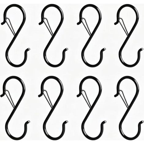 Lot de 8 crochets en S noirs crochet métallique avec sécurité 10kg (1/5)