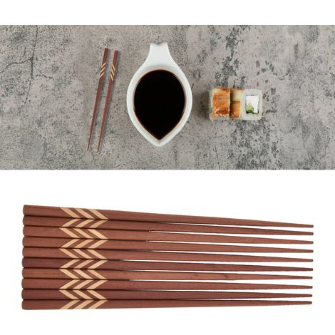 Baguettes créatives de style japonais, en bois de santal rouge incrustées de buis, baguettes carrées en bois assemblé. (1/5)