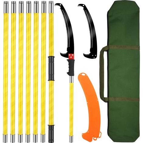 Telescopic Branch Cutter 8 m: Telescopic Pruning Saw, Manual Pruning Saw, Gardening Tools for Pruning Palm Trees and Shrubs (Yellow) (1/5)