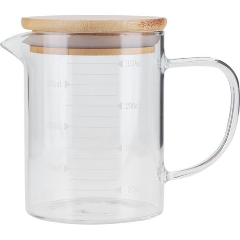 Verre doseur en borosilicate 350ml avec couvercle, tasse résistante à la chaleur pour hôtel, restaurant et maison