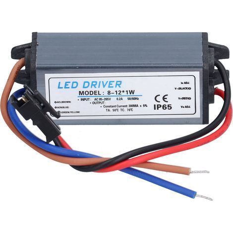 Wasserdichtes LED-Netzteil 8-12x1W, 300mA Konstantstromtreiber, AC85-265V auf DC24-42V Transformator, Weitbereichs-Lichtquelle, DIY-Anschluss mit Anschlusskabel. (1/5)