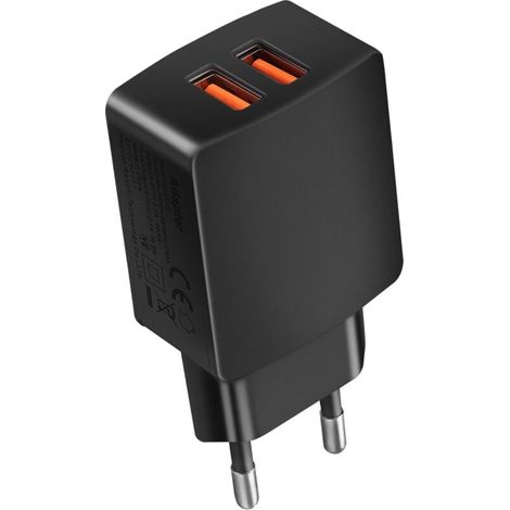 USB-Netzteil, 5V/2,1A USB-Wandladegerät, 10,5W Dual-Port-Adapter, kompatibel mit Smartphones wie iPhone, Samsung A12/A22, Redmi, Oppo, Nokia, Moto, Huawei und weiteren Geräten – Schwarz