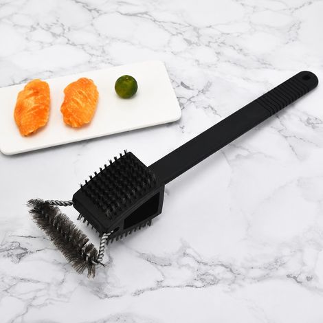 Brosse de barbecue double face, poils acier inoxydable des deux côtés, manche PP, nettoyage rapide des grilles (1/5)