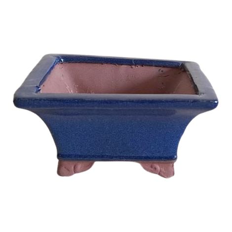 Vaso bonsai smaltato quadrato cm. 12 Blu