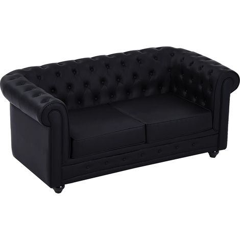 Divano 2 posti in Similpelle Nero - CHESTERFIELD (1/5)