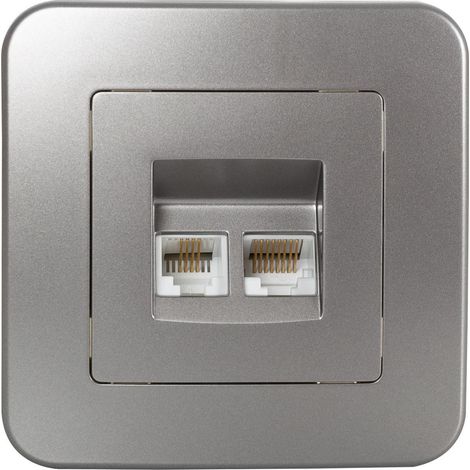Prise RJ45 Internet+ RJ11 Téléphone Classic Argent