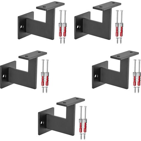 SOTECH Handlaufhalter PULSE 90° Stahl schwarz pulverbeschichtet 63 x 81 x 78 mm Geländerhalter flach Halter für Treppengeländer, 5er Set