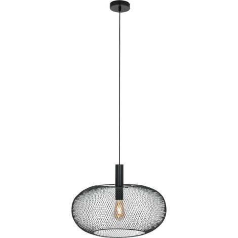 Pendelleuchte Hängelampe Deckenleuchte Esszimmerleuchte Metall Schwarz H 180 cm (1/5)