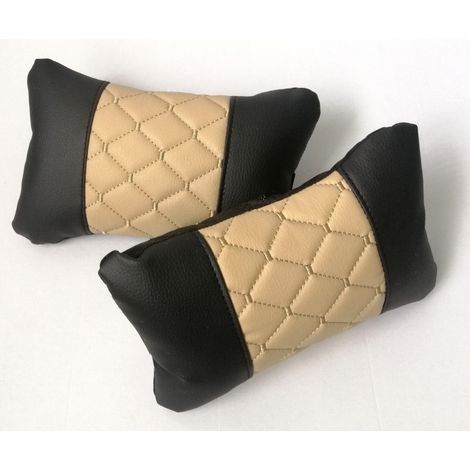 Set mit 2 Stück universellen Nackenkissen fürs Auto für besseren Komfort bei langen Autofahrten, beige