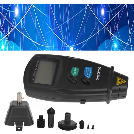 Tacómetro digital optoelectrónico 2 en 1 para motores, ruedas y automoción: medición de RPM por contacto y sin contacto. (1/5)