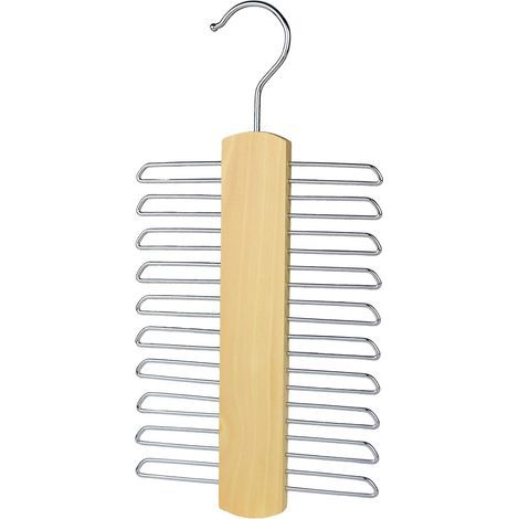 Porte-cravates en bois à 20 barres - Organisateur de rangement pour foulards et ceintures (1/5)