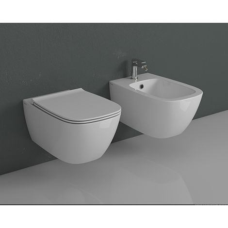Sanitari Genesis sospesi scarico senza brida cm. 55x36 con sedile (1/3)