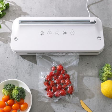 Machine de scellage sous vide alimentaire, 120 W, haute puissance, scelleuse d'emballage en plastique, conteneurs de stockage des aliments de cuisine pour la conservation des aliments, blanc (1/5)