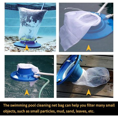 Poolreinigungsbeutel, Feinmaschige Filterbeutel für Poolsauger, Netzbeutel mit Kordelzug und Verschluss zur Reinigung von Poolblättern (1/5)