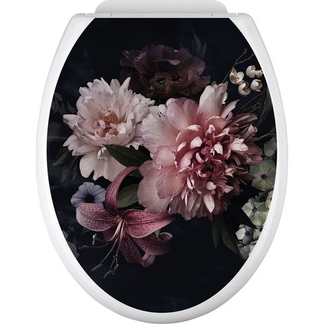 Stickers Abattant WC - Fleurs - 35x43 cm - Adhésif BRILLANT (1/2)