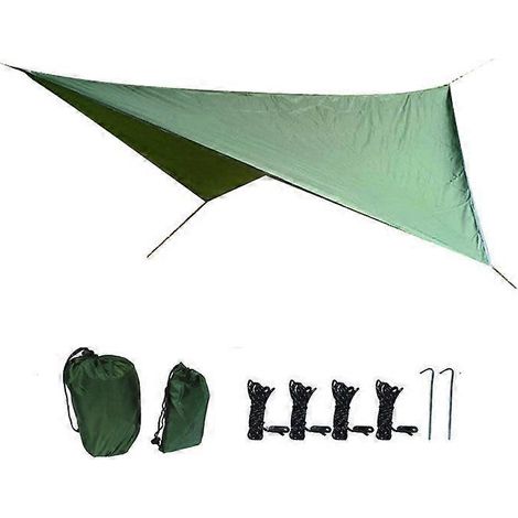 Bâche de camping, tapis de sol, bâche de tente, abri imperméable, couverture imperméable pour hamac, randonnée, pique-nique, plage, vert (1/5)