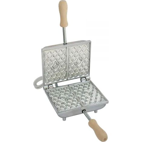 Biscottiera Elettrica 600W per Cialde Waffles Rettangolari Alluminio Teflon Free (1/3)