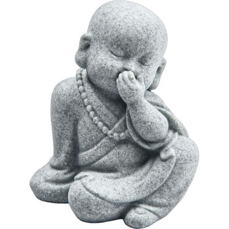 Petites figurines de moine de Bouddha ornementales - Ne pas entendre le mal - Pour une utilisation en intérieur et en extérieur - Résine de grès durable (F)