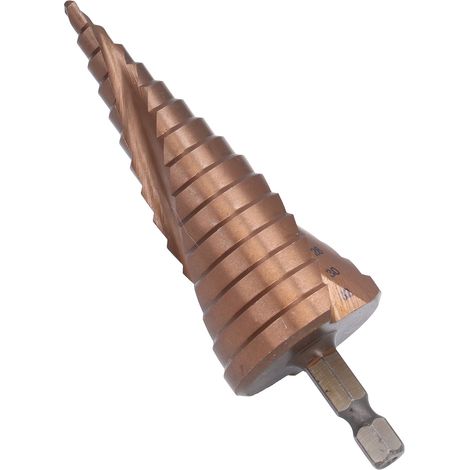 Foret conique a etages double rayure helicoidale M35 HSS cobalt pour acier inox 304 percage alesage 4-32mm (1/5)