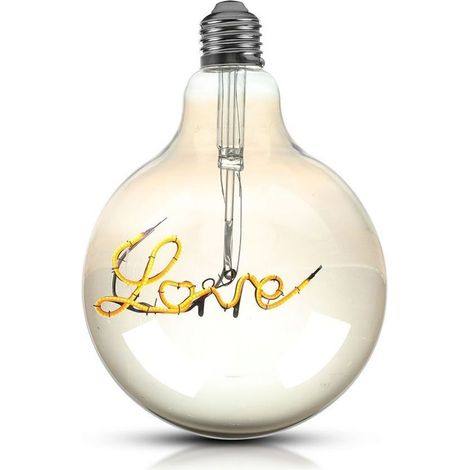 V-TAC VT-2205 5W LED globus lampe filament "LOVE" E27 G125 warmweiß 2200K smoky bernstein glas - SKU 2700