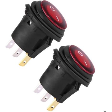 Interrupteur à bascule étanche intégré certifié CQC 6 A/250 V, diamètre 12,55 mm, rond, rouge (1/5)