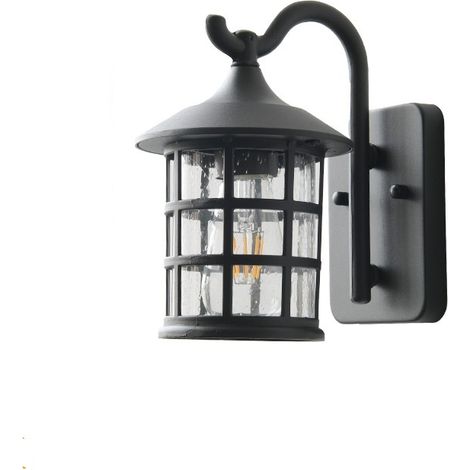 Applique Murale Exterieur, Lanterne Lampe éTanche En Aluminium Et Verre Noir (1/5)